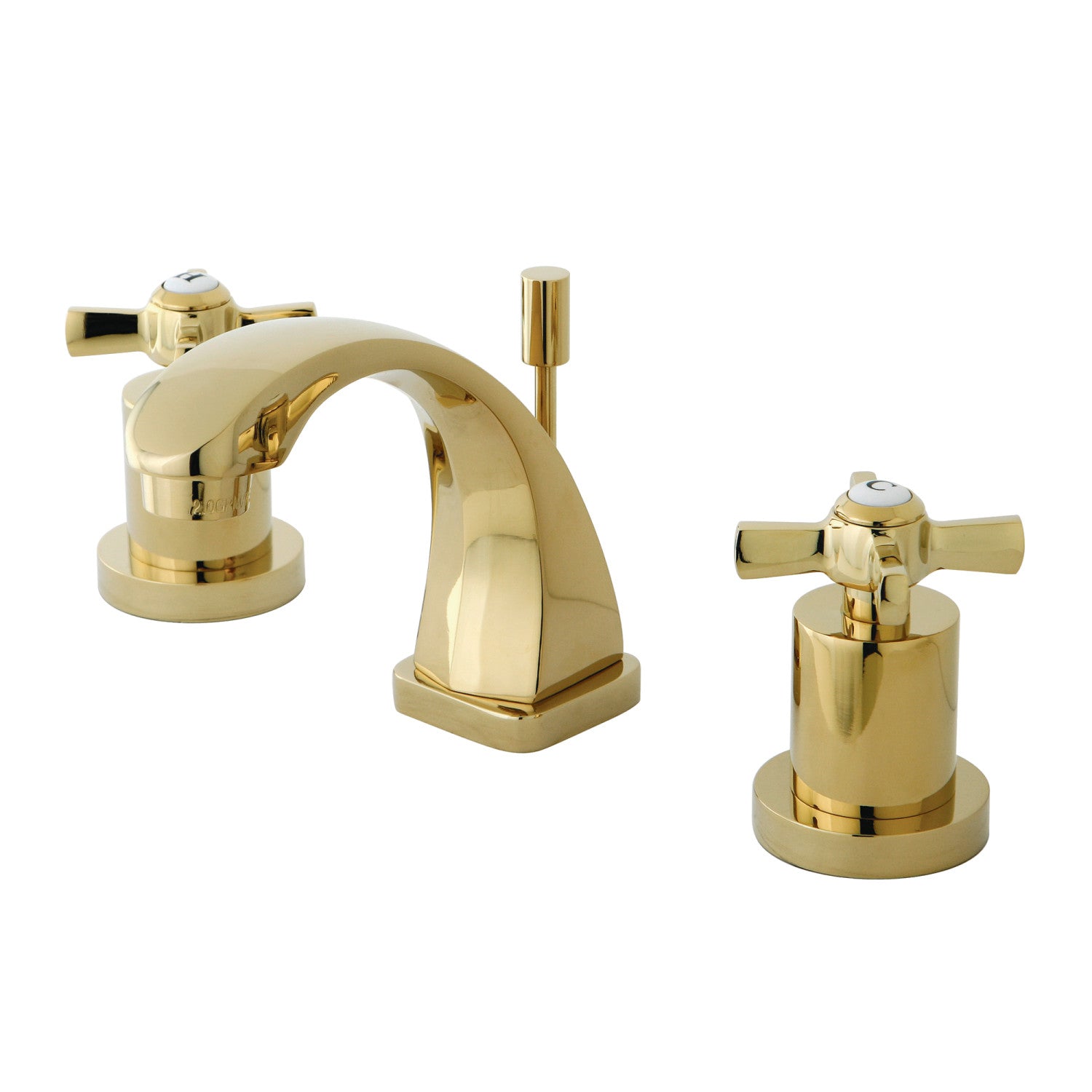 Kingston Tulare KS4942ZX - Millennium Two-Handle 3-Hole Deck Mount Widespread Bathroom Faucet with Brass Pop-Up, Polished Brass — image 1